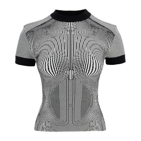 JEAN PAUL GAULTIER black and white striped viscose t-shirt