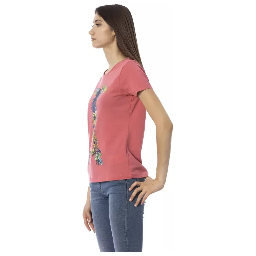 تي شيرت Trussardi Action Chic Fuchsia بأكمام قصيرة