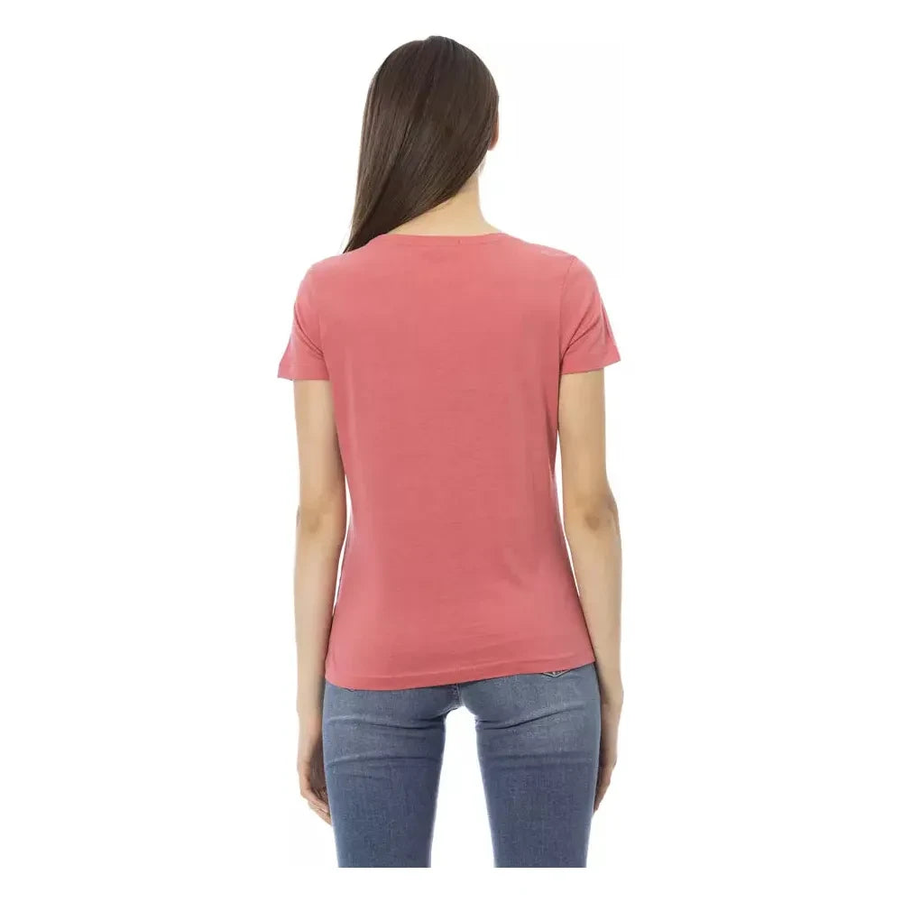 تي شيرت Trussardi Action Chic Fuchsia بأكمام قصيرة