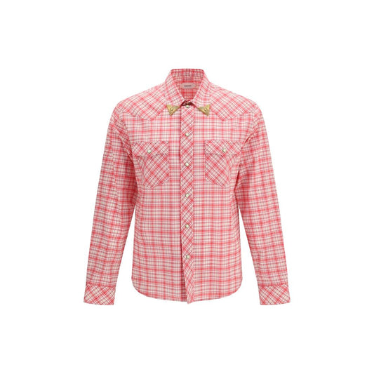 Versace Red Cotton Pattern Shirt