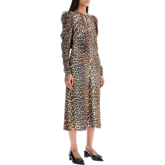 Ganni "animal print satin midi dress" Dresses Ganni