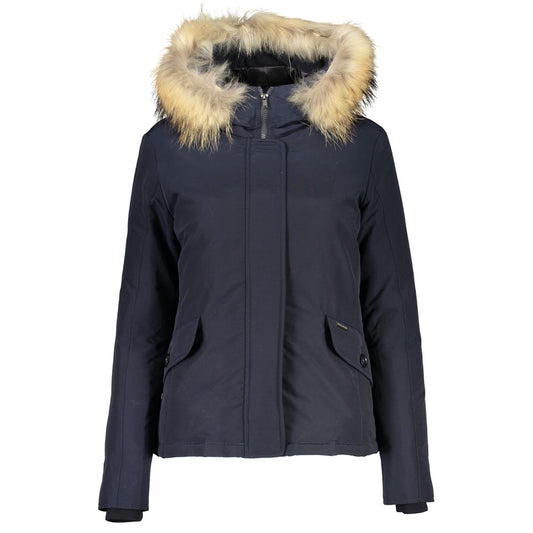 Woolrich Blue Cotton Women's Jacket with Hood