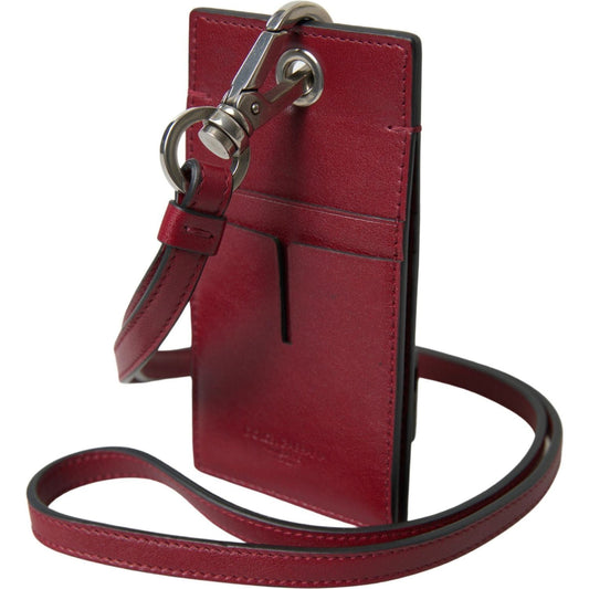 Dolce & Gabbana | Red Leather Lanyard Logo Slim Card Holder Men Wallet | McRichard Designer Brands