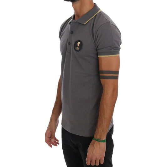 Roberto Cavalli | Gray Collared Short Sleeve T-shirt | McRichard Designer Brands