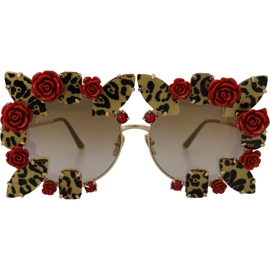 Dolce & Gabbana | Gold Metal Frame Roses Embellished DG2207B Sunglasses  | McRichard Designer Brands