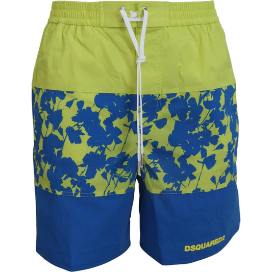 Dsquared² | Blue Green Logo Print Men Beachwear Shorts Swimwear - McRichard Designer Brands