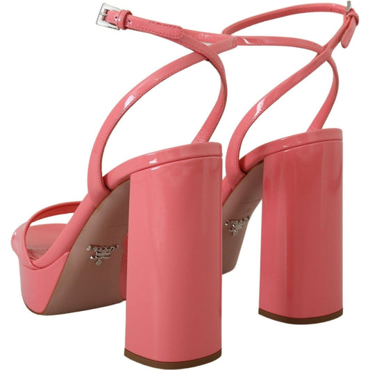 Prada | Pink Patent Sandals Ankle Strap Heels Sandal  | McRichard Designer Brands