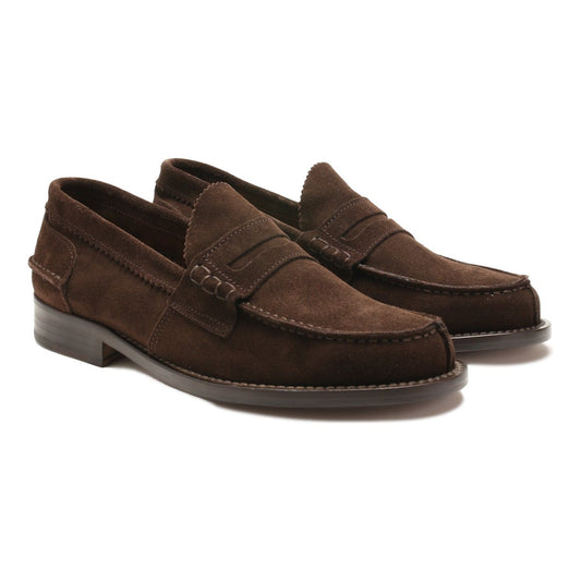 Saxone of Scotland | Dark Brown Suede Leather Mens Loafers Shoes | McRichard Designer Brands
