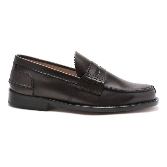 Saxone of Scotland | Dark Brown Leather Mens Loafers Shoes | McRichard Designer Brands
