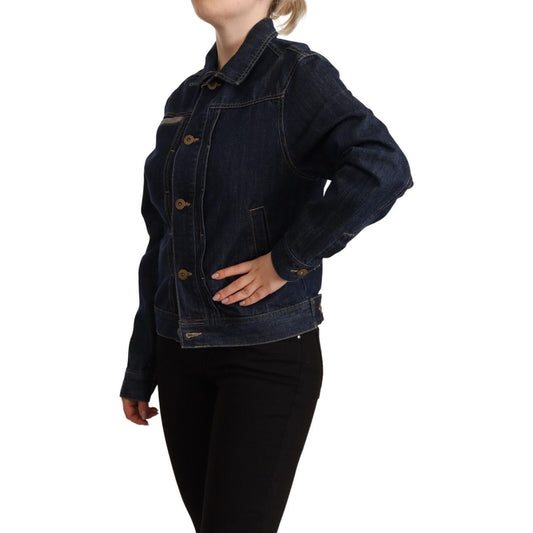Master Coat | Dark Blue Button Down Long Sleeves Denim Jacket | McRichard Designer Brands